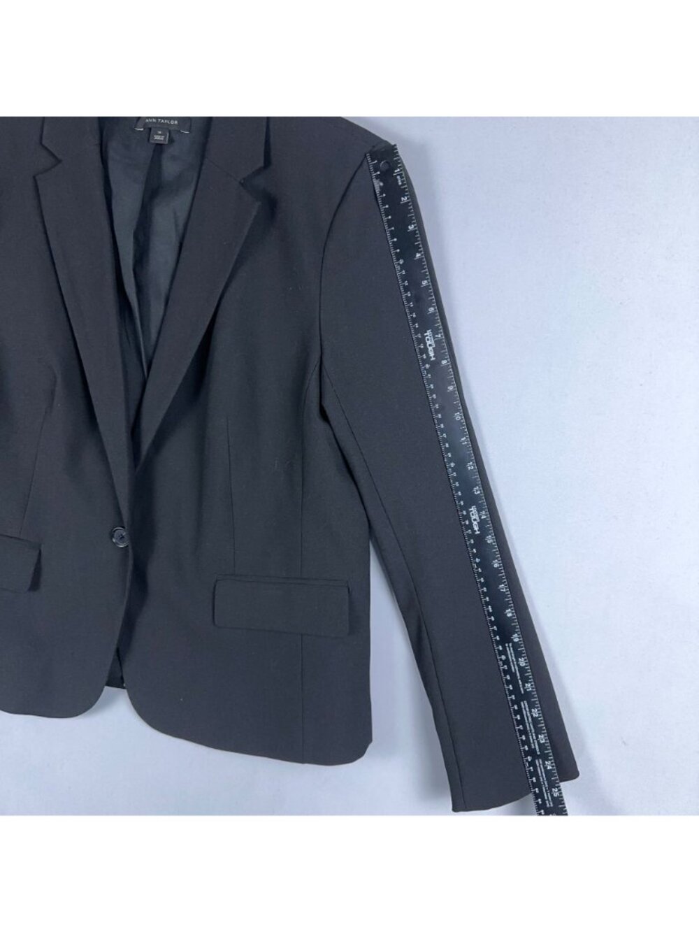 Ann Taylor Blazer Jacket Womens Size 14 Black Dark Wash Single Button Closure - Picture 12 of 14